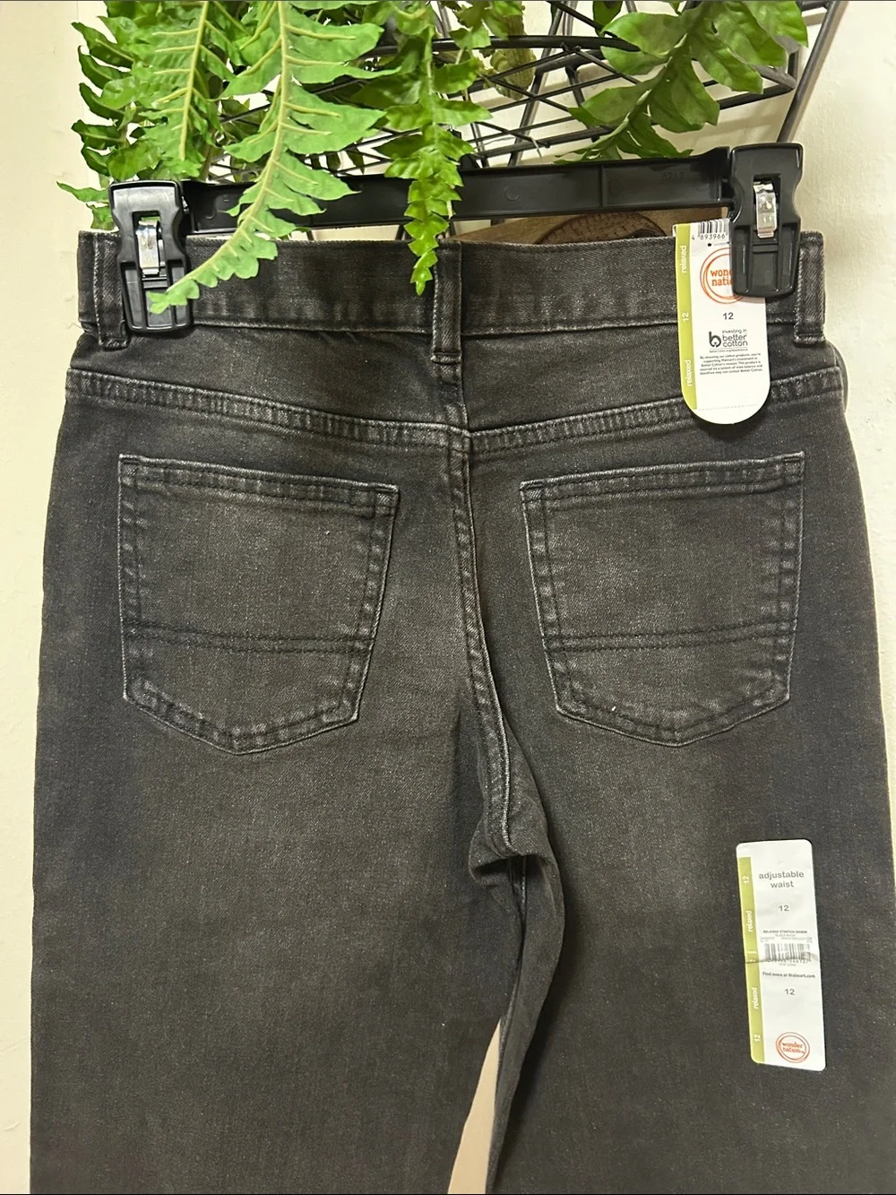 Wonder Nation Boy’s Relaxed Fit Black Washed Jeans.